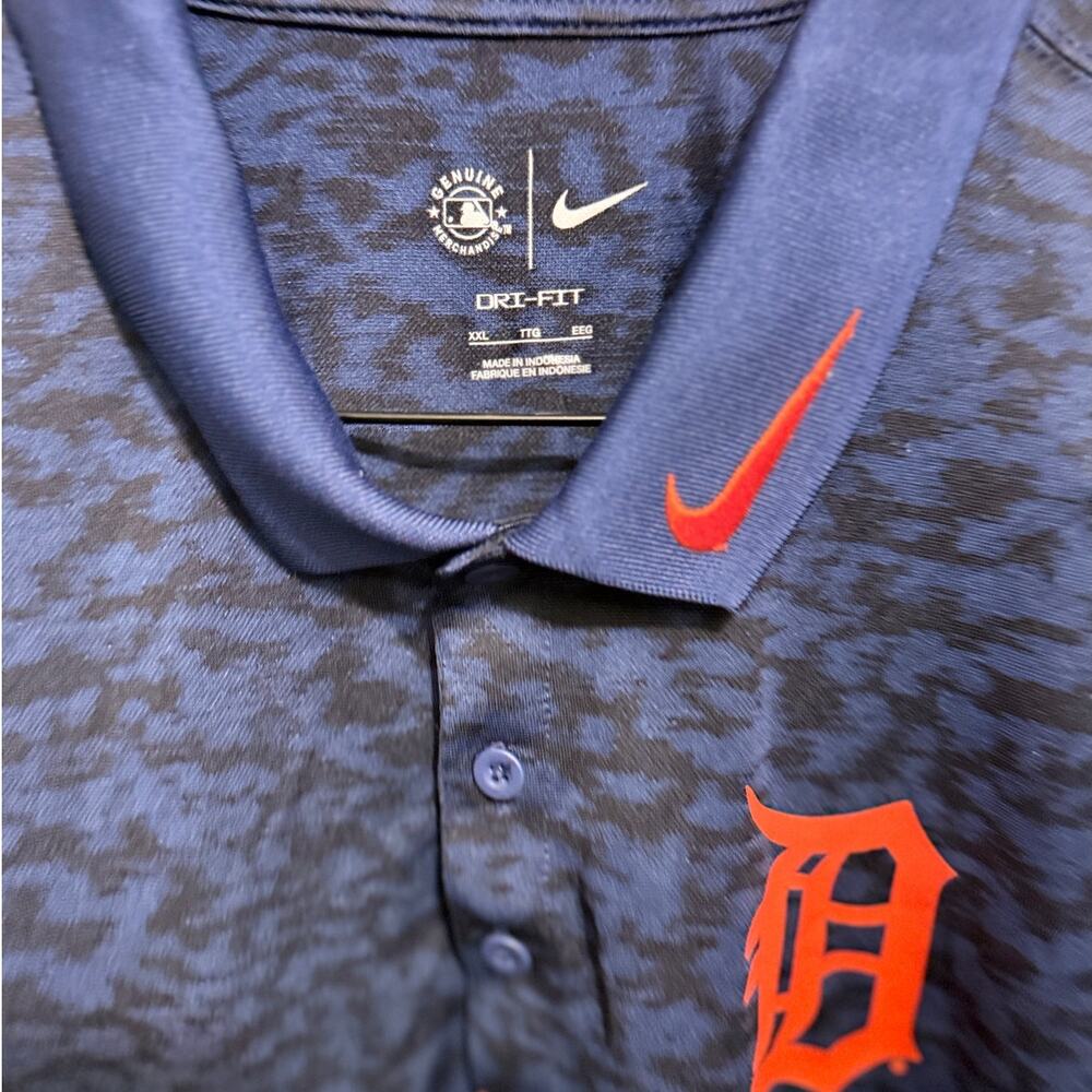Nike Dri-Fit Detroit Tigers MLB Polo Shirt Men’s XXL Blue Orange Logo - Picture 6 of 11